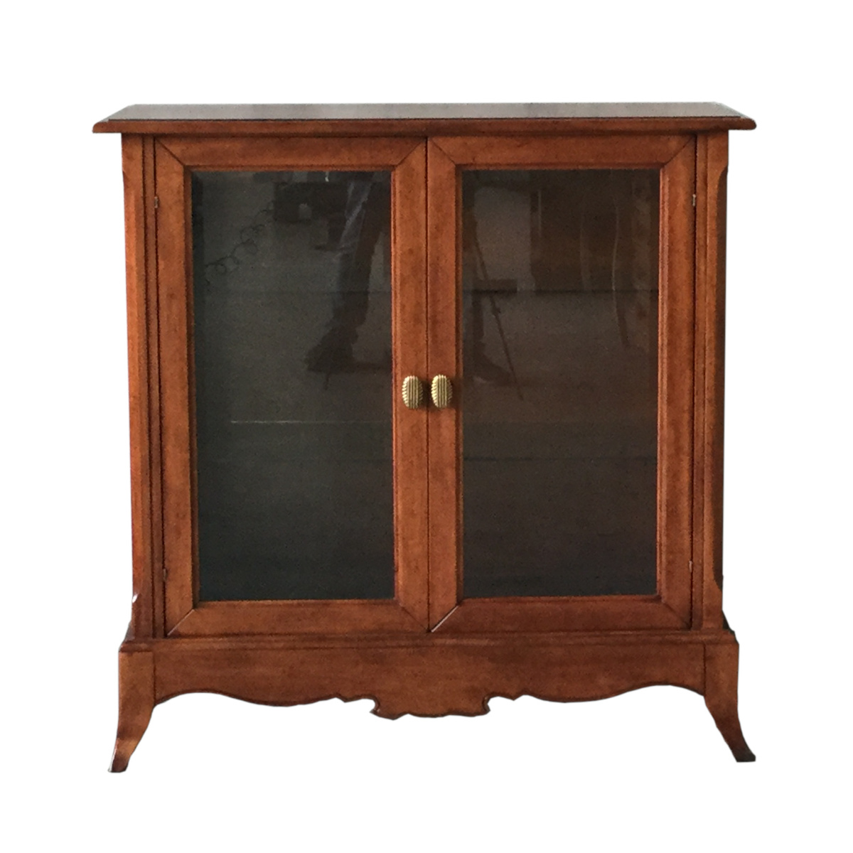 Vetrinetta bassa classica in legno intagliata due porte noce