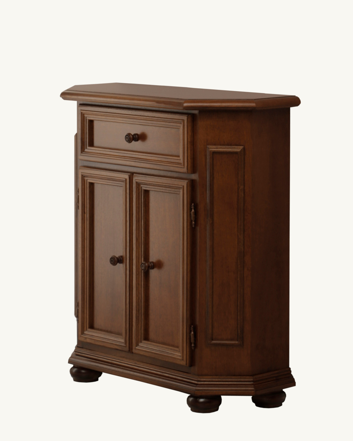 Credenza piccola rustica in legno due porte un cassetto in noce